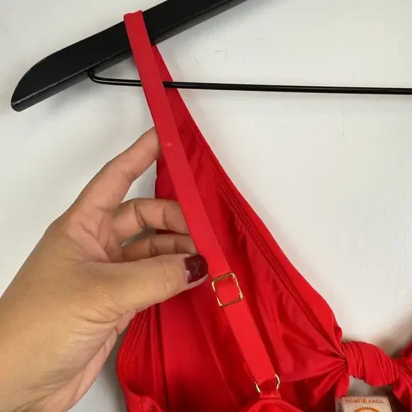 Tory Burch Poppy Red Palma Cut Out One Piece Swim Suit - S - Picture 5 of 8